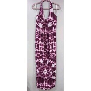 Bisou - Michele Purple-white tie dye Halter maxi dress, Women's Size: 14